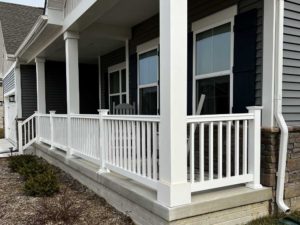 White vinyl rail on front porch